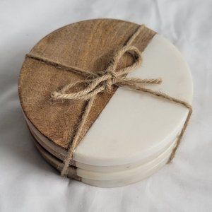 Wood and Marble Coasters (set of 4)
